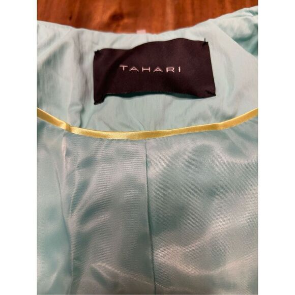 Tahari Womens Mint Green TRENCH RainCoat Tie Belt Button Lightweight - Picture 5 of 10